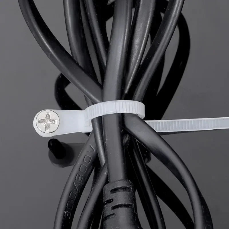 500/100PCS Screw Hole Cable Ties Reusable Fixed Nylon Cable Ties Self-locking Cord Ties Straps Fastening Loop Office Organizer Beauty World Shop