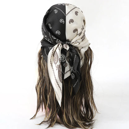 70x70cm Women Silk Scarf Small Satin Square Print Wrap Foulard Femme Handkerchief Bandana Neck Hair Skinny Tie Scarves Shawls Beauty World Shop