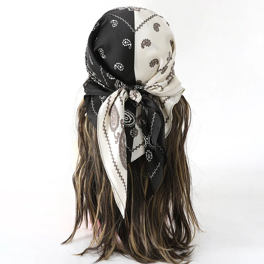 70x70cm Women Silk Scarf Small Satin Square Print Wrap Foulard Femme Handkerchief Bandana Neck Hair Skinny Tie Scarves Shawls Beauty World Shop