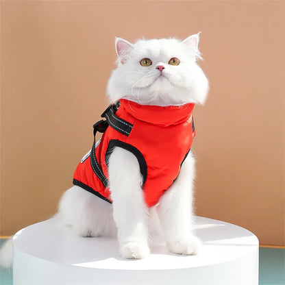 Thick and Warm Waterproof Pet Clothes Dog and Cat Cotton Coats Winter Chest and Back Cat Cotton Vests Dog Supplies