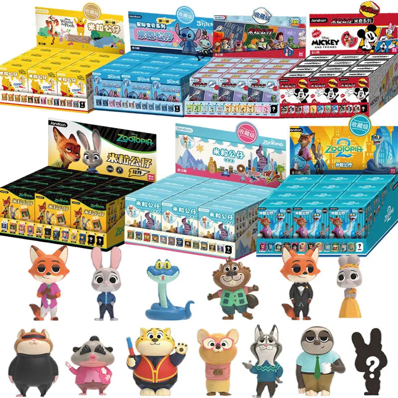 JANDOOM Disney Toy Story Stitch Mickey Mouse Winnie Zootopia Doraemon Action Figure Rice Grains Doll Model Blind Box Toys Gifts Beauty World Shop