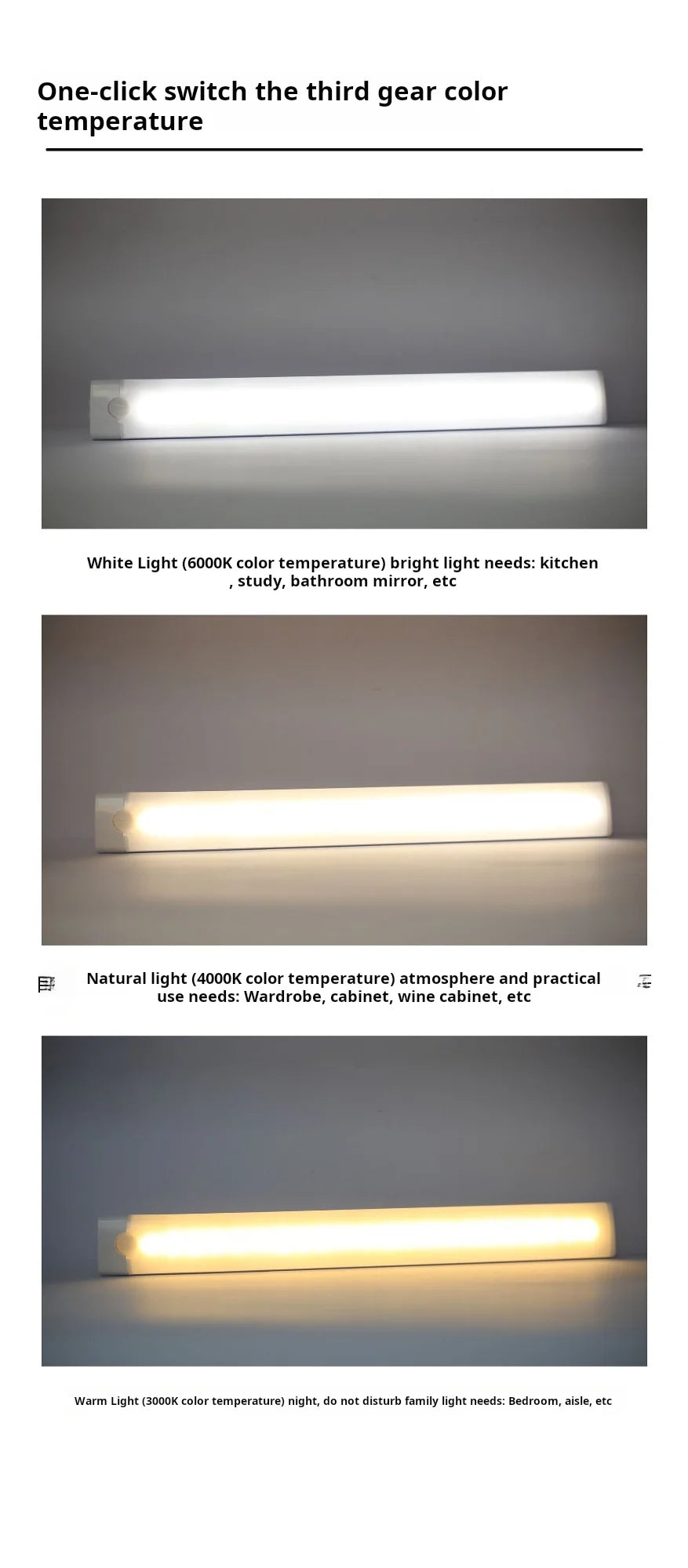 1pc Wireless Rechargeable LED Motion Sensor Cabinet Light - Ideal for Closet, Kitchen, Wardrobe, Stairs - Battery Operated Night Beauty World Shop
