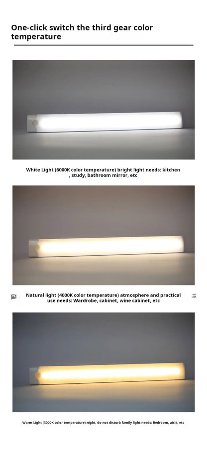 1pc Wireless Rechargeable LED Motion Sensor Cabinet Light - Ideal for Closet, Kitchen, Wardrobe, Stairs - Battery Operated Night Beauty World Shop