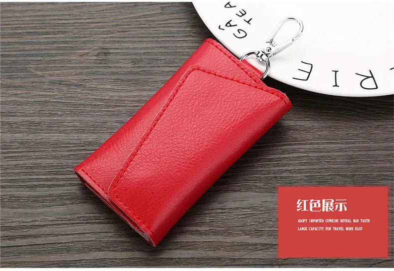 New Genuine Leather Keychain Men Key holder key organizer Pouch Car Key pouch Wallet Housekeeper Key Case Mini Card Bag Beauty World Shop