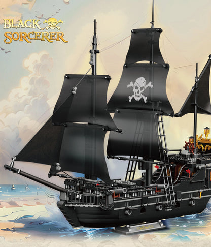 1424PCS Black Pirate Ship Building Blocks Skeleton Ghost Boat Model Assembly Bricks Toys Desktop Decoration Kids Holiday Gifts Beauty World Shop