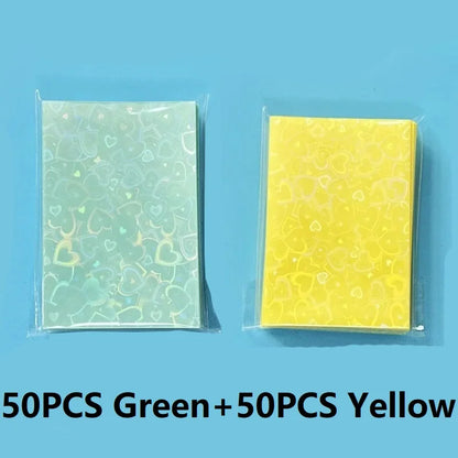 50PCS Heart Sleeves Color Photo Card Sleeve Photocard Holder Kpop Popcorn Sleeves Photo Card Packaging BQ01 Beauty World Shop