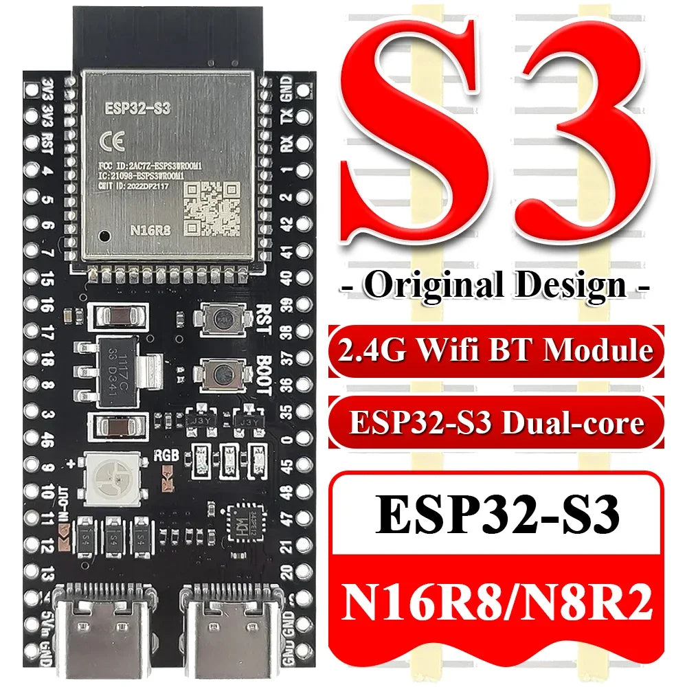 ESP32-S3 Wifi BT Module Development Board for Arduino IDE ESP32-S3-WROOM1 N16R8 N8R2 44Pin Type-C 16MB Flash 8M PSRAM ESP32 S3 Beauty World Shop