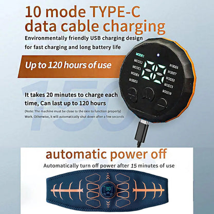 Muscle Toner Smart Abdominal Toning Belt EMS Muscle Stimulator Ab Trainer USB Charge Body Massager Weight Loss Fitness Equipment Beauty World Shop