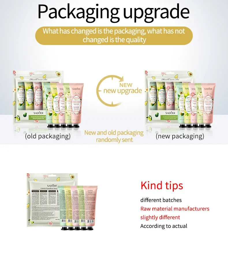 5Pcs/set Fruit Plant Fragrance Hand Cream Sets Moisturizing Repair Anti Dry Hand Lotion Sets Hands Skin Care Products Beauty Trend Shop