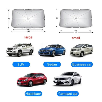 Car Sunshade Umbrella Windshield Folding Front Parasol Umbrella Type Sun Shade for Car Window Summer Sun Protection Accessories Beauty World Shop