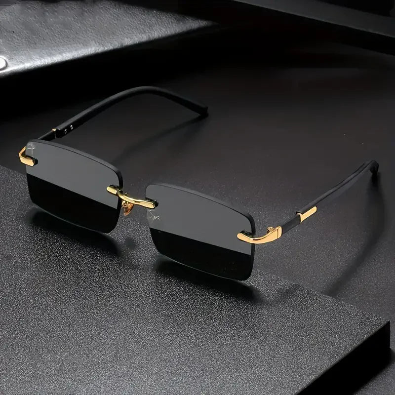 Rimless Sunglasses Rectangle Fashion Popular Women Men Shades Small Square Sun Glasses For Female male Summer Traveling Oculos Beauty World Shop