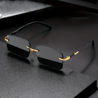 Rimless Sunglasses Rectangle Fashion Popular Women Men Shades Small Square Sun Glasses For Female male Summer Traveling Oculos Beauty World Shop