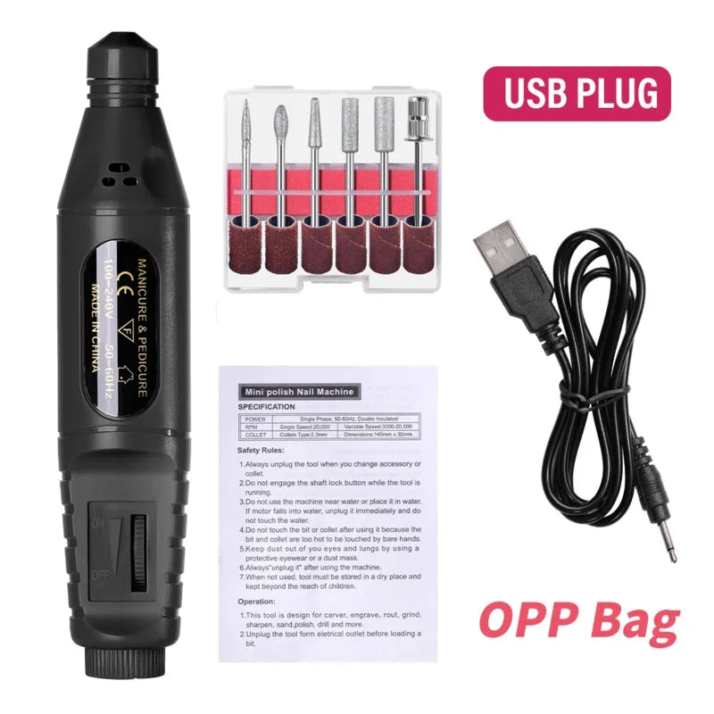 Professional 6-in-1 Electric Nail Drill Set - Nail File Pen for Filing, Polishing & Exfoliating
