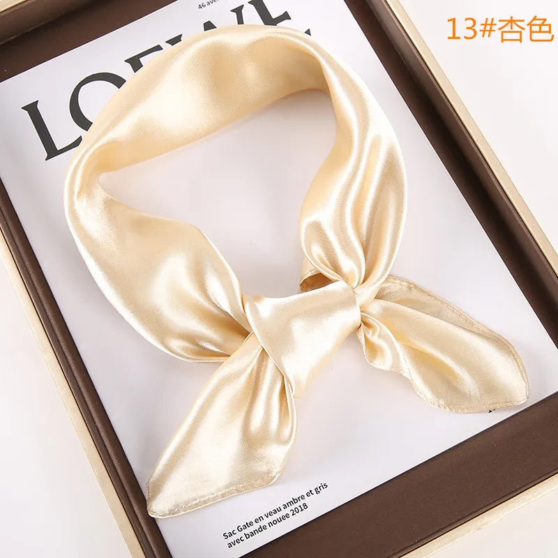 New Solid 60x60cm Square Scarf Single Imitation Silk Bright Light And Satin Performance Scarves Party Gift Beauty World Shop