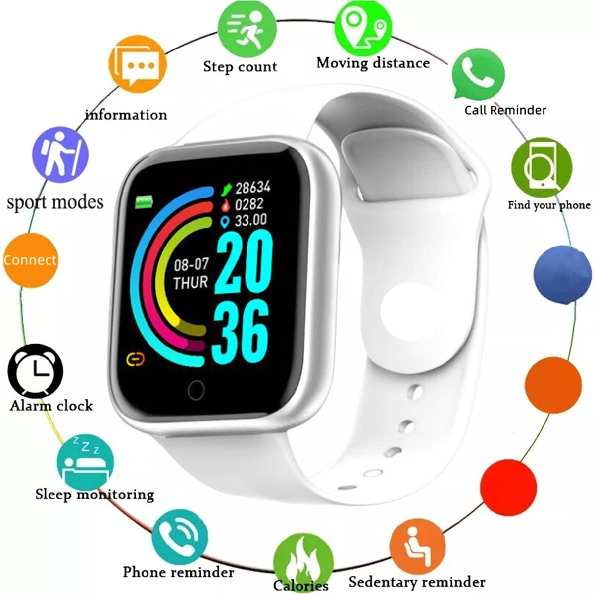 Smartwatch Men Women Wristwatches Smart Watch Message Fitness Monitor Bracelet Birthday Gift Electronic Clock For Android IOS Beauty World Shop