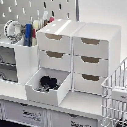 Chic 3-Tier Desk Organizer with Drawers - Ideal for Office Supplies, Jewelry & Cosmetics Storage - Portable Divider Box Beauty World Shop