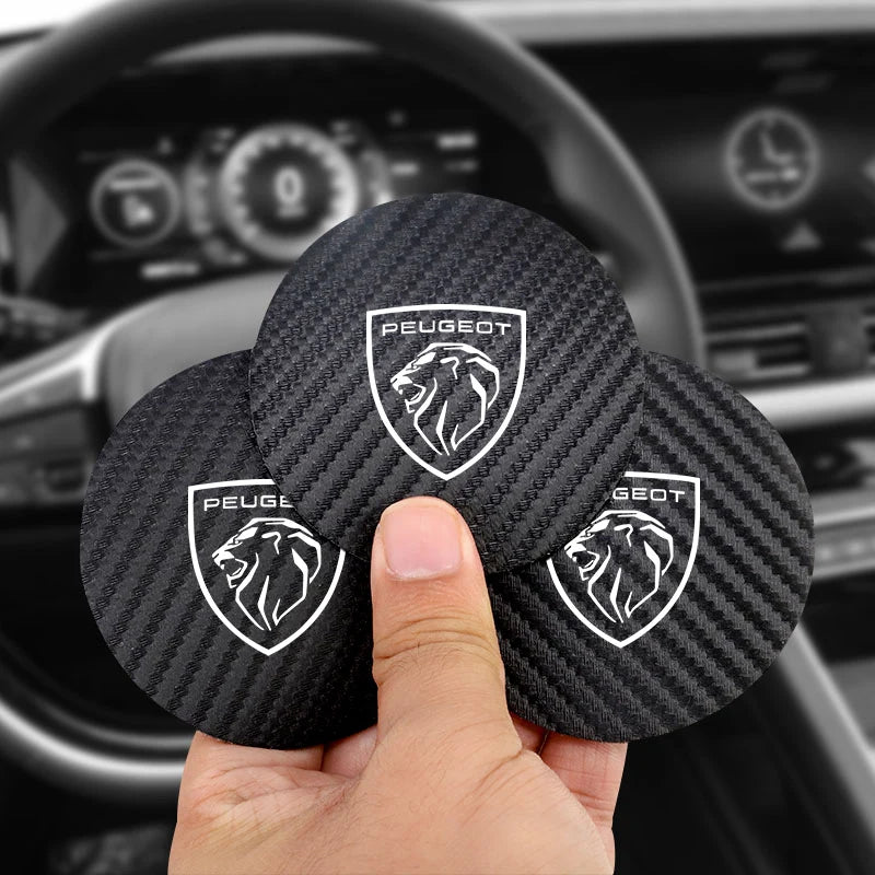 2Pcs Car coaster water anti slip pad silicone waterproof interior accessories For New Peugeot 206 208 207 3008 308 2008 107 508 Beauty World Shop