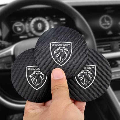 2Pcs Car coaster water anti slip pad silicone waterproof interior accessories For New Peugeot 206 208 207 3008 308 2008 107 508 Beauty World Shop