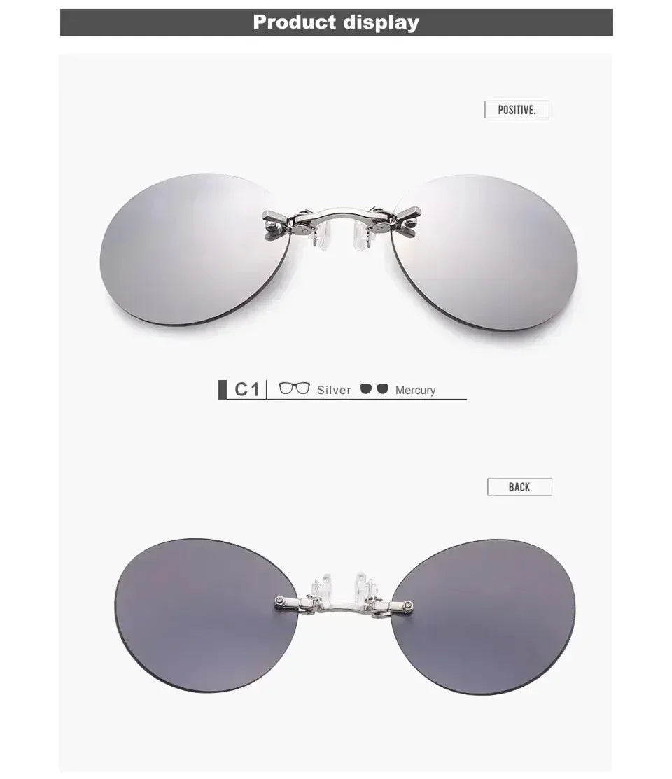 VIEWRING1-2PCS Clip On Nose Glasses Round Rimless Matrix Morpheus Sunglasses Mini Frameless Vintage Men Eyeglasses Beauty World Shop