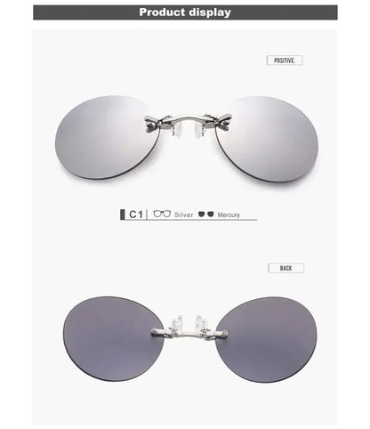  VIEWRING1-2PCS Clip On Nose Glasses Round Rimless Matrix Morpheus Sunglasses Mini Frameless Vintage Men Eyeglasses Beauty World Shop