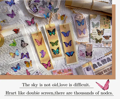 Journamm 40pcs/pack Butterfly Series Stickers Art Collage Junk Journal DIY Scrapbooking PET Waterproof Craft Aesthetics Stickers Beauty World Shop