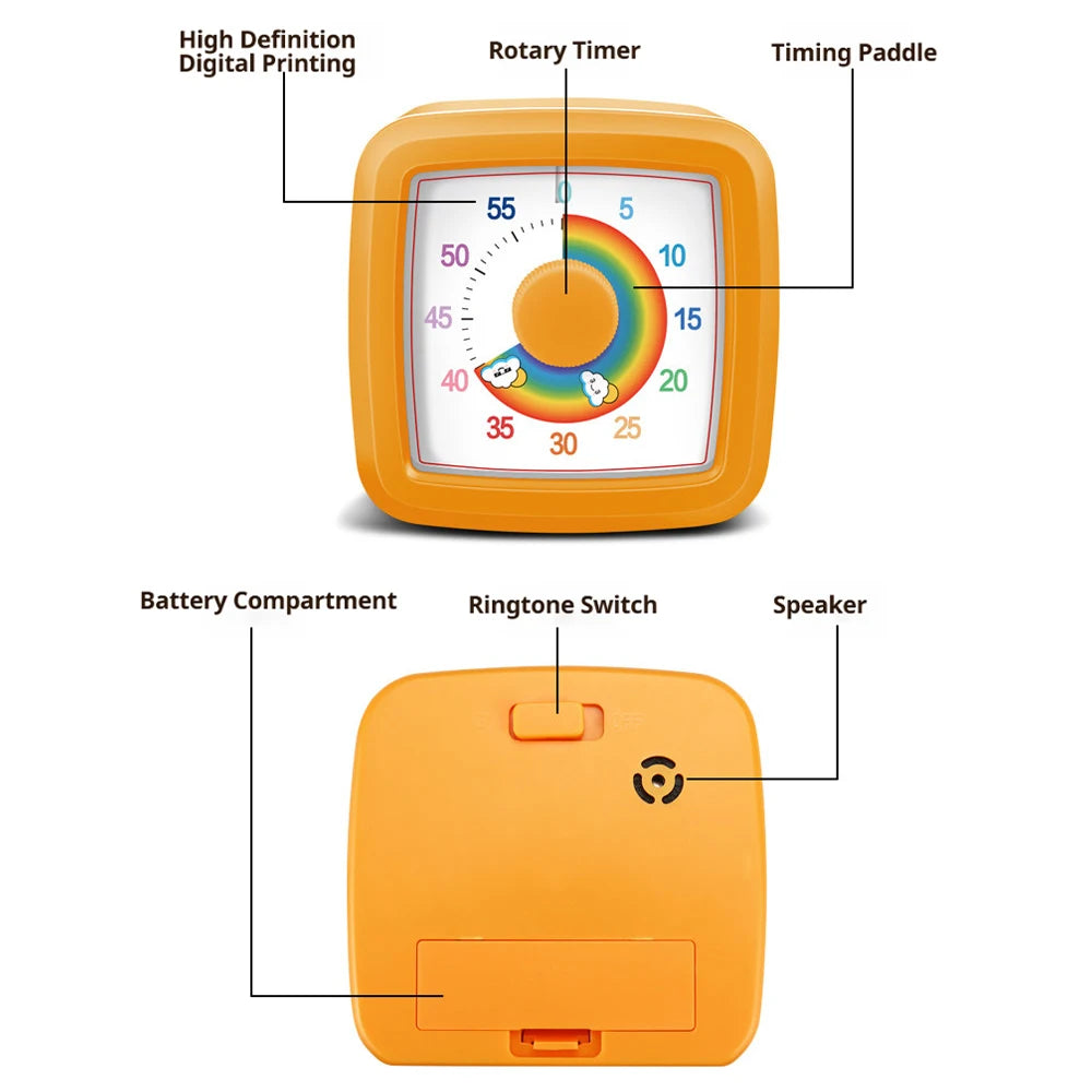 Visual Timer Children's Self-discipline Tool Countdown 60-minute Student Learning Homework Time Pomodoro Stopwatch Management Beauty World Shop
