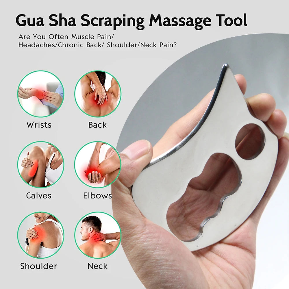 Stainless Steel Gua Sha Scraping Massage Tool IASTM Tool for Back, Legs, Arms Scraper, Anti-cellulite, Muscle Massage Relaxation Beauty World Shop
