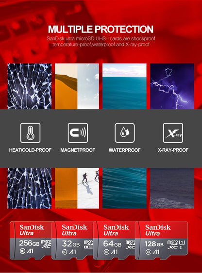 Original Sandisk Memory Card 256GB 128GB 64GB 32GB TF micro sd card Class 10 UHS-1 flash card Memory Microsd for Samrtphone PC Beauty World Shop
