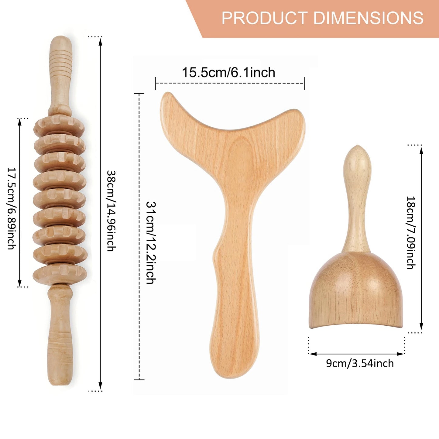 Wooden Massage Roller Tool Set, Lymphatic Drainage Massager Maderoterapia Kit, Manual Massage Tool for Body Massage Gua Sha Set Beauty World Shop