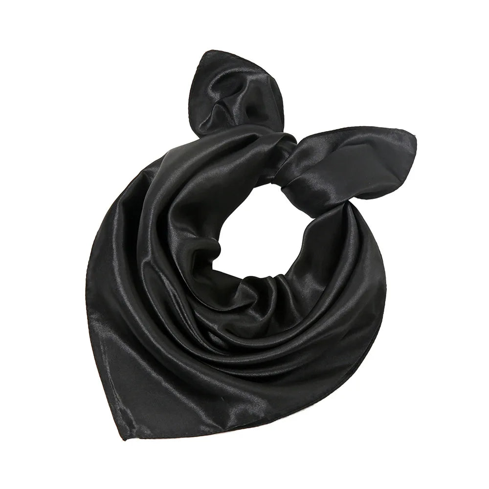 Women New Plain Satin Solid Color 60x60cm Square Scarf Girl Simulation Silk Performance Small Scarves Best Party Gift Beauty World Shop