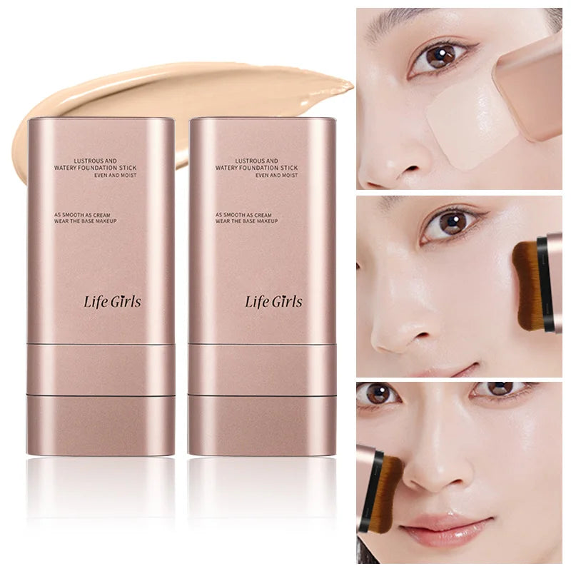 Light and Moist Hydrating Foundation, Natural-Looking, Moisturizing, Shiny, Thin and Lightweight, Double-Headed Makeup Foundation That Rotates for Easy Use, with Its Own Brush, Waterproof, Easy to Apply Makeup, and Easy for B Beauty World Shop