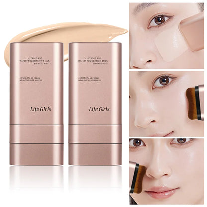 Light and Moist Hydrating Foundation, Natural-Looking, Moisturizing, Shiny, Thin and Lightweight, Double-Headed Makeup Foundation That Rotates for Easy Use, with Its Own Brush, Waterproof, Easy to Apply Makeup, and Easy for B Beauty World Shop