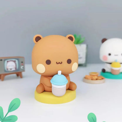 Cute Kawaii Bubu Dudu Panda Bear Figure Cartoon Exciting Bear Miniatures Collectible Animal Toy Doll Ornament Home Derocation Beauty World Shop