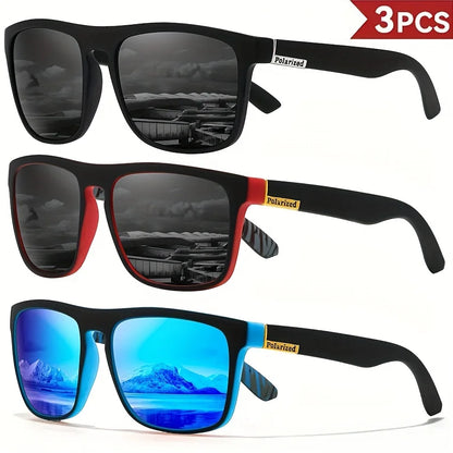 1-4PCS Men Classical Square Polarized Sports Sunglasses Lightweight PC Frame UV400 for Driving Fishing Cycling Unisex Durability Beauty World Shop