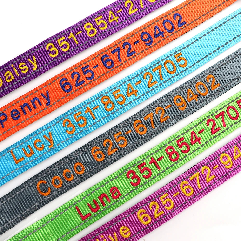 Embroidered Nylon Dog Collar Personalized Puppy Cat Collars Reflective Pet ID Collars DIY Phone Name ID For Small Large Dog Cat Beauty World Shop