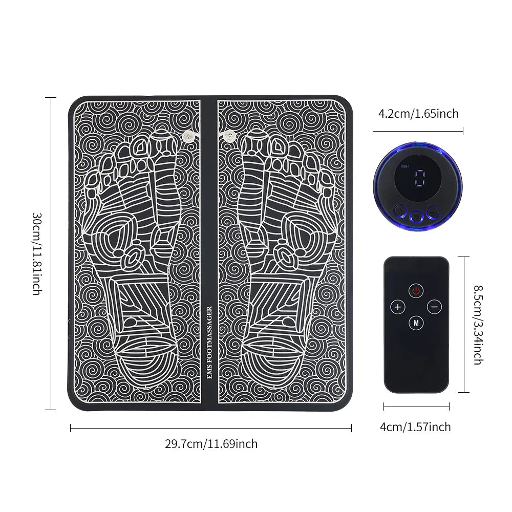EMS Foot Massager Pad Relief Pain Relax Feet Acupoints Massage Electric Muscle Stimulation Improve Blood Circulation Relax Feet Beauty World Shop
