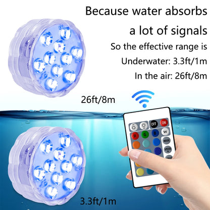 10 LED RGB Underwater Lights with Magnetic Suction Cups 16 Color Lights Fish Tank Pool Underwater Lighting Plant Grow Lights Beauty World Shop