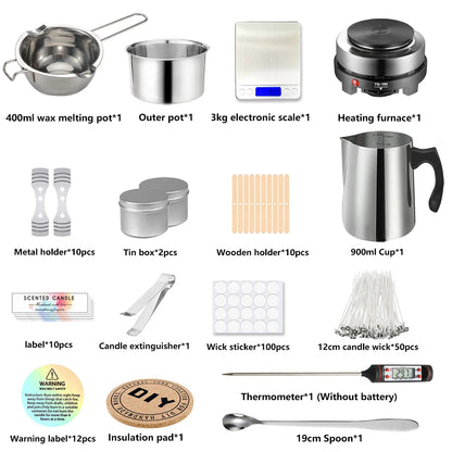 1 Set Candle Making Kit Pouring Pot Candle Making Supplies Tools Kit Diy Handmade Wax Candles with Wax Melting Hot Plate Beauty World Shop