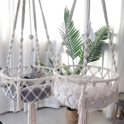 Winter Pet Hammock Cat Swing Hand Woven Cotton Rope Cats Hanging Basket  Kitten Hanging String Den Indoor Pend Nest Pet Supplies Beauty World Shop