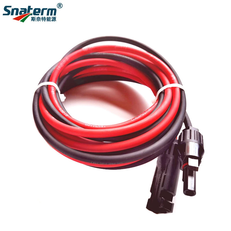 1 Pair Solar Panel Extension Cable Copper Wire Black and Red with solar Connector Solar PV Cable 6/4/2.5 mm2 10/12/14 AWG Beauty World Shop