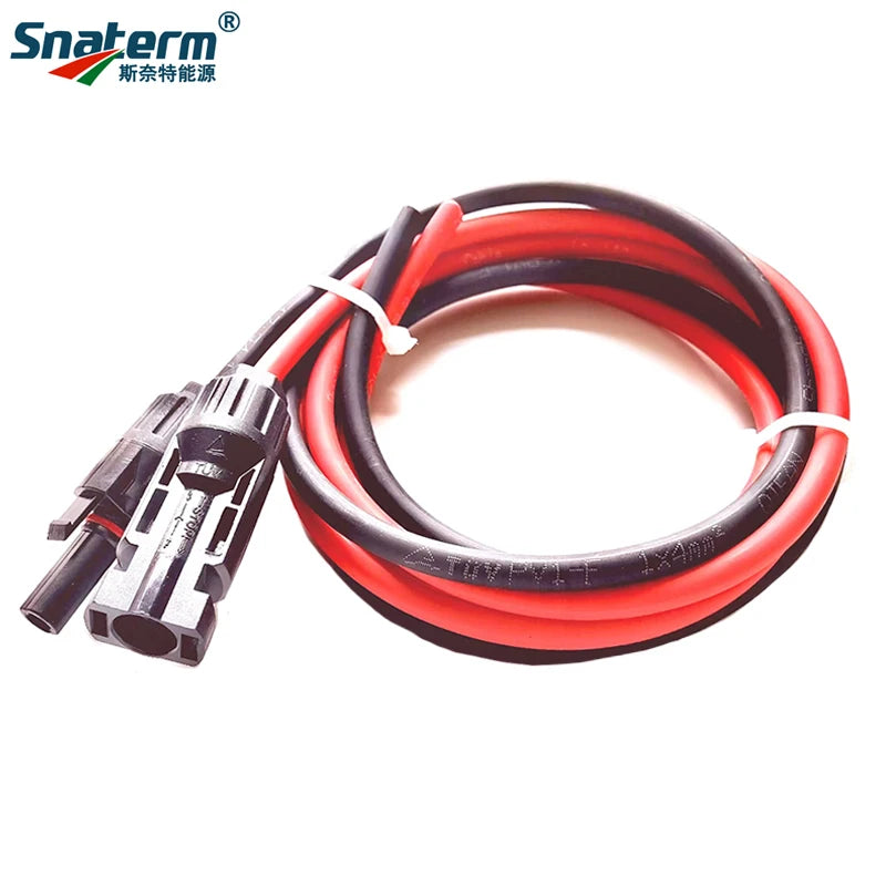 1 Pair Solar Panel Extension Cable Copper Wire Black and Red with solar Connector Solar PV Cable 6/4/2.5 mm2 10/12/14 AWG Beauty World Shop