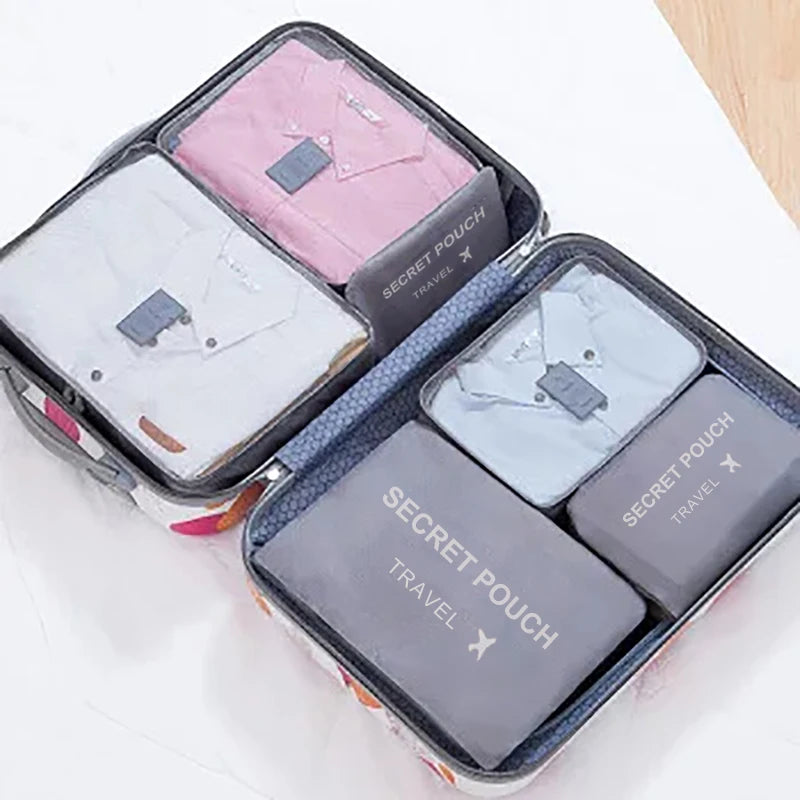 6 Pcs/Set Pink/Blue/Grey Travel Storage Bag Large Capacity Waterproof Luggage Clothing Underwear Storage Bag Bag With Zipper Beauty World Shop