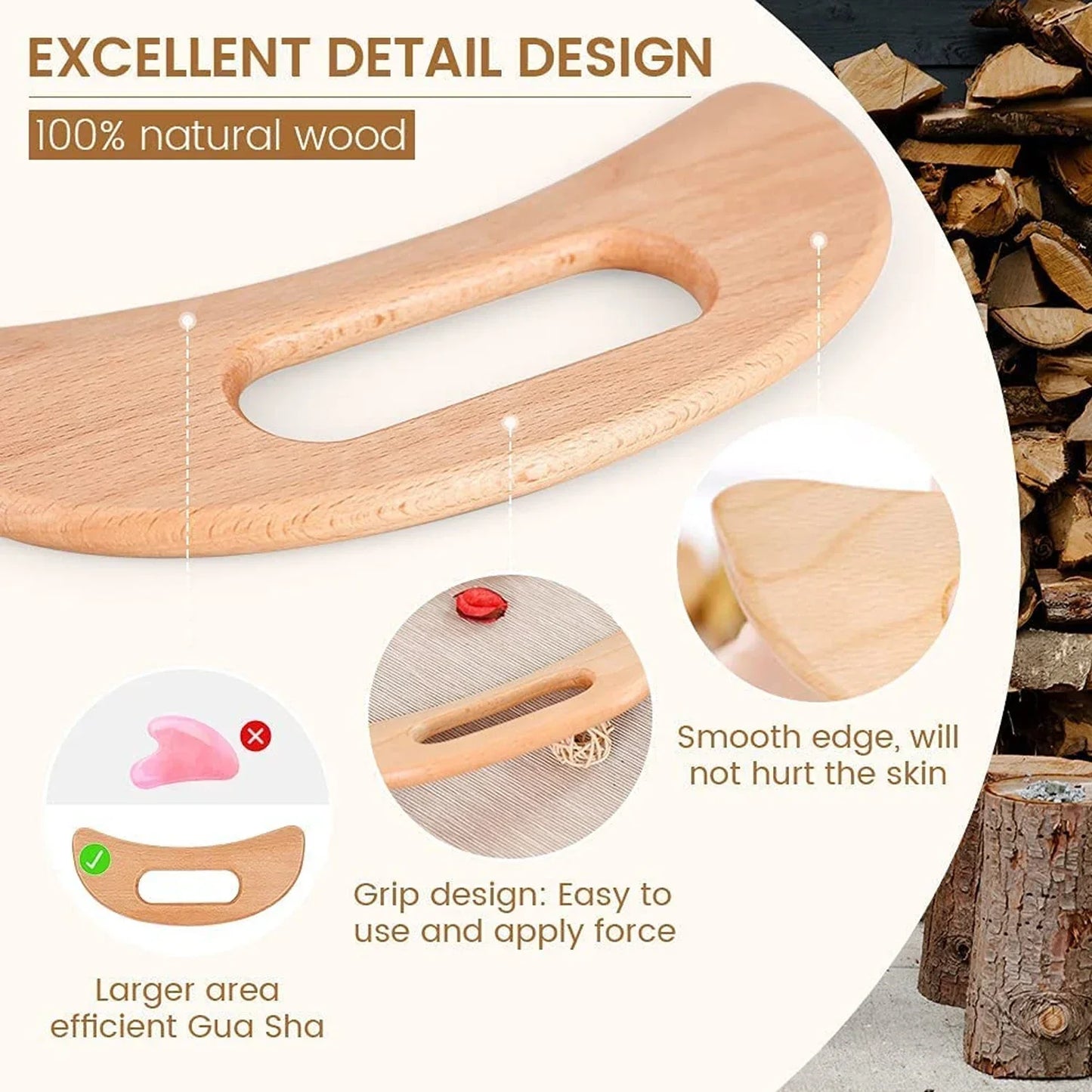 Wooden Cellulite Massager Body Guasha Tool Lymphatic Drainage Massager Muscle Scraper Back Massage Tool Relieve Muscle Fatigue Beauty Trend Shop