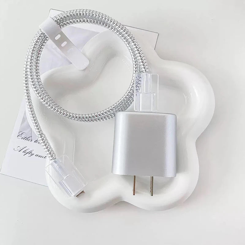 Clear Charger Case Cable Winder Clip Kit for iPhone 18/20W Chargers Cover Data Wire Organizer Charger Protector for iPhone 16 15