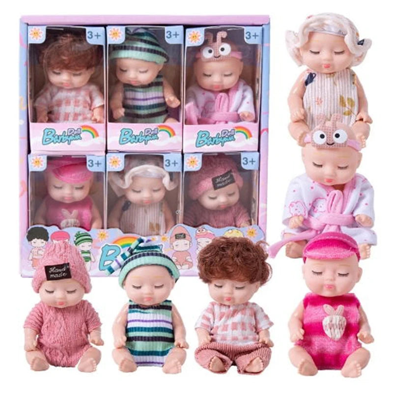6/8Pcs Set Sleeping Mini Baby Dolls Reborn Lifelike Toys Cute Adorable Dolls With Butterfly Crocodile Sunflower Comfort Toy Gift Beauty World Shop