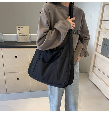 Trendy Women's Soft Cloth Shoulder Bag Solid Color Student 2026 Spring Y2k Casual Style Big Handbags Crossbody Bags for Women Beauty World Shop