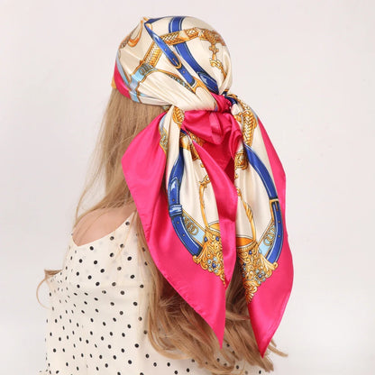 90*90cm Silk Scarf Scarftop Headwraps Women Four Seasons Hair Scarve Hijab Foulard Iuxe Bandana Femme Headscarf Beauty World Shop