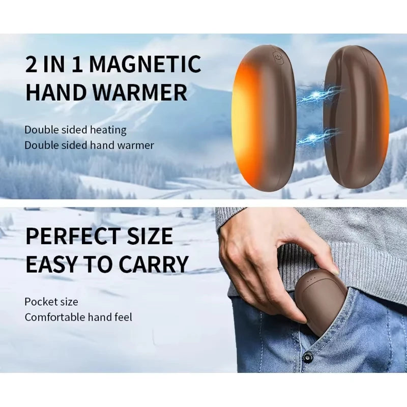 Magnetic Electric Hand Warmers 2Pack 5000mAh Large Capacity Portable USB Hand Warmer for Winter Outdoors Camping Beauty World Shop