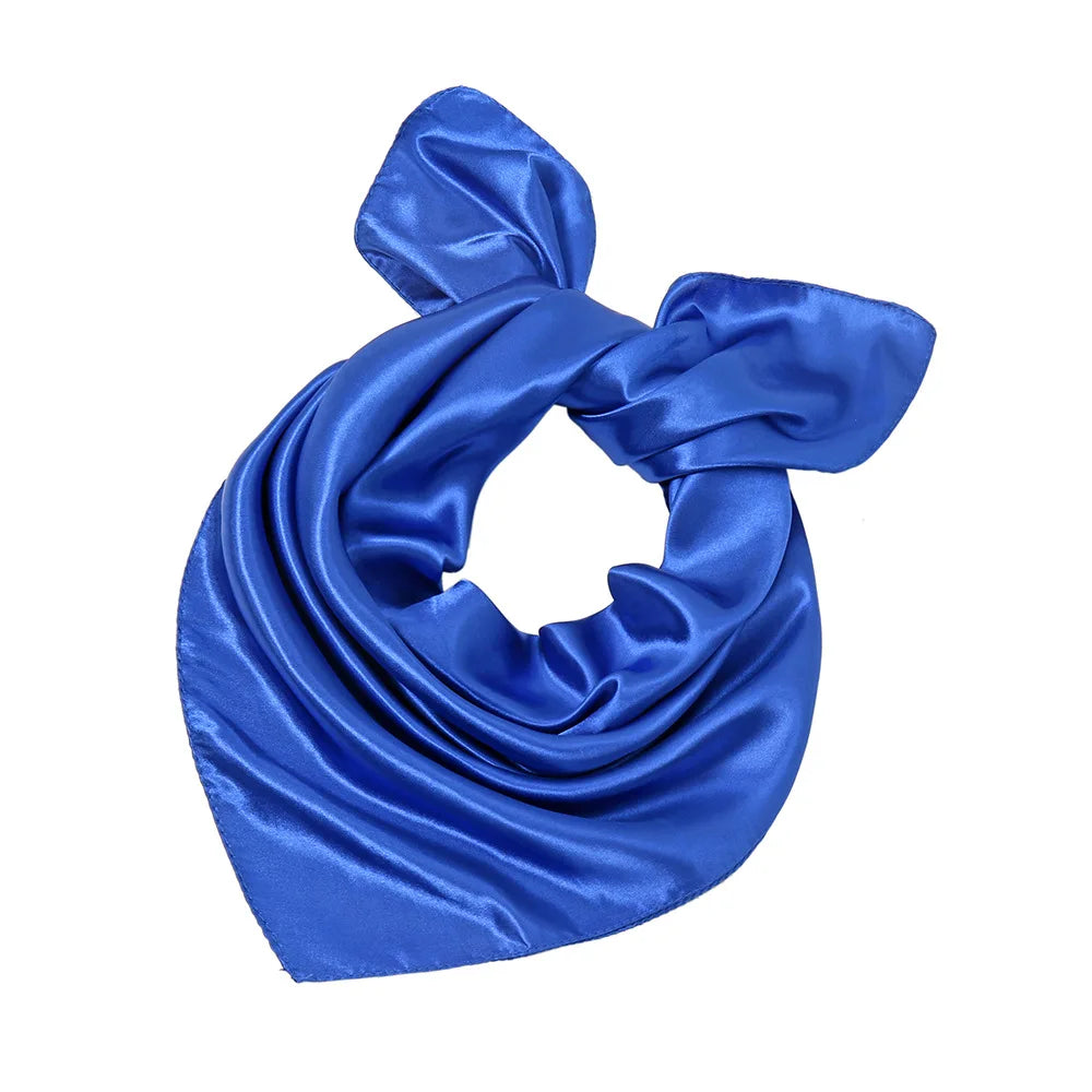 Women New Plain Satin Solid Color 60x60cm Square Scarf Girl Simulation Silk Performance Small Scarves Best Party Gift Beauty World Shop