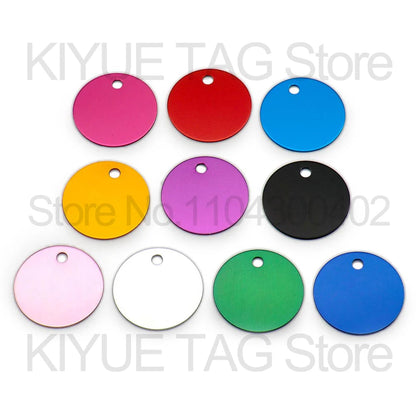 Wholesale 100Pcs Aluminum Round Dog ID Tags Name Plate Anodizing Label Tags Chain Hanging Keys Personalized Name ID Tag Beauty World Shop